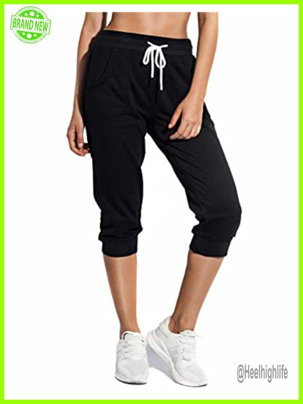 Capri Joggers Cropped Lounge Pants Drawstring Loose Fit French Terry Side